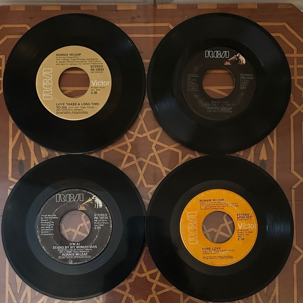 Vintage 1970s-80s Ronnie Milsap 45RPM Vinyl Records~Set of 4